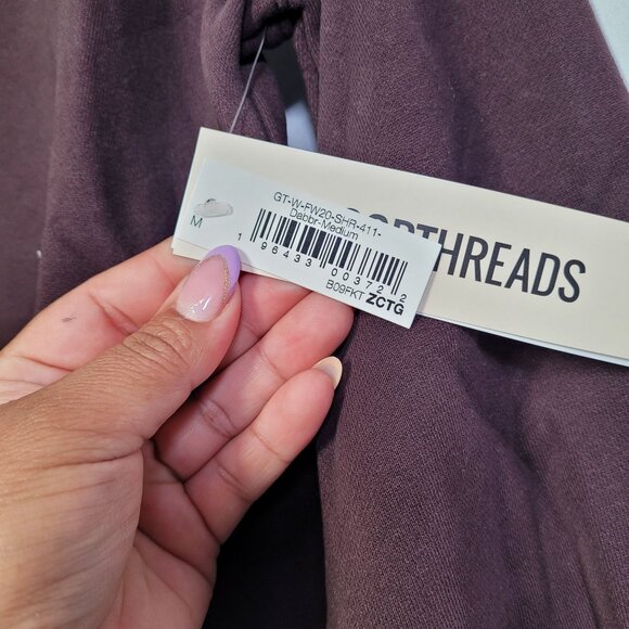 Goodthreads Women's Heritage Fleece Ruffle Shoulder Sweatshirt Dark Brown Medium - Picture 5 of 11